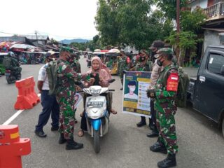 Tak kenal Lelah Yon Armed 19/105 Bogani Terus Sosialisasikan Prokes Covid-19