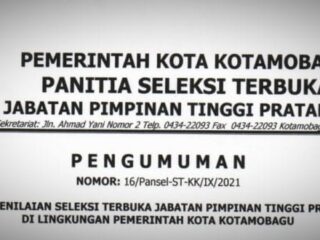 Pansel Umumkan Tiga Besar JPT Pratama Pemkot Kotamobagu