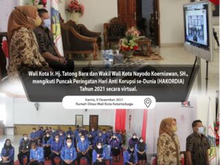 Wali Kota dan Wakil Wali Kota Kotamobagu Ikuti Puncak Peringatan Hari Anti Korupsi Sedunia