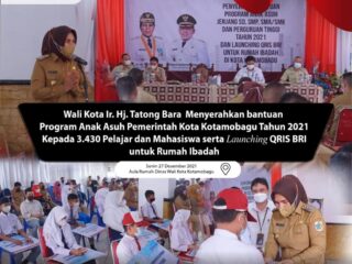 Wali Kota Tatong Bara Serahkan Bantuan Anak Asuh kepada 3.430 Pelajar dan Mahasiswa