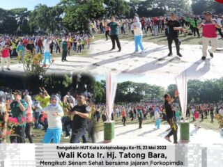 Rangkaian HUT Kota Kotamobagu Ke-15, Wali Kota Jalan Sehat dan Senam Bersama Forkopimda