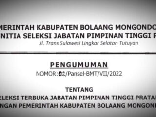 Pemkab Boltim Buka Seleksi 3 Jabatan JPT Pratama