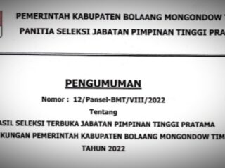 Hasil Seleksi JPTP Pemkab Boltim Tahun 2022 Diumumkan