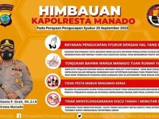 Jelang Perayaan Pengucapan Syukur, Kapolresta Manado Imbau Warga Jaga Keamanan dan Ketertiban