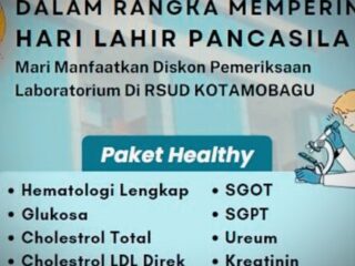 RSUD Kotamobagu Diskon Paket Pemeriksaan Kesehatan
