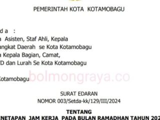 Pemkot Kotamobagu Umumkan Penyesuaian Jam Kerja ASN Selama Bulan Ramadhan