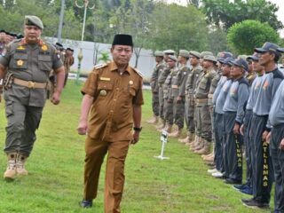 Pemerintah Kota Tanjungbalai Gelar Apel Kesiapsiagaan Pasukan Linmas Pengamanan Pemilu