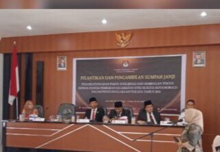 Wakili Wali Kota, Kepala Kesbangpol Kotamobagu Hadiri Pelantikan PPK Pilkada 2024