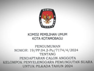 KPU Kotamobagu Buka Pendaftaran KPPS Pilkada 2024