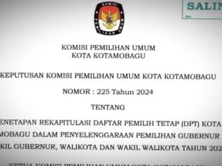 KPU Kotamobagu Gelar Rapat Pleno Terbuka Rekapitulasi DPT Pilkada 2024