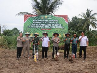 Polres Bitung Ikuti Zoom Ketahanan Pangan dan Penanaman Jagung Serentak