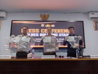 Polres Bolmut Gelar press conference terkait pengungkapan perkara dugaan tindak pidana narkotika Golongan I 