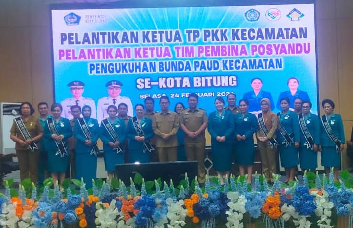 Wali Kota Bitung Hadiri Pelantikan Ketua TP-PKK, Pembina Posyandu dan Bunda Paud Kecamatan