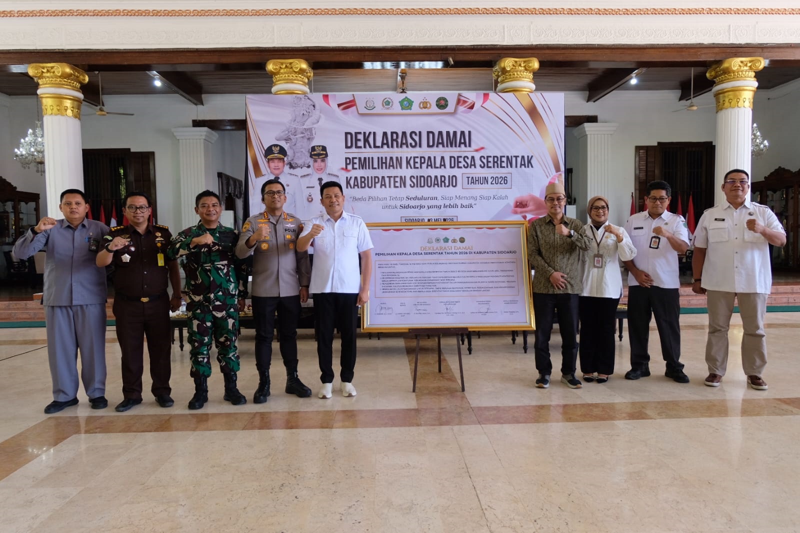 Jelang Pilkades Serentak Sidoarjo, 230 Calon Kades Teken Deklarasi Damai