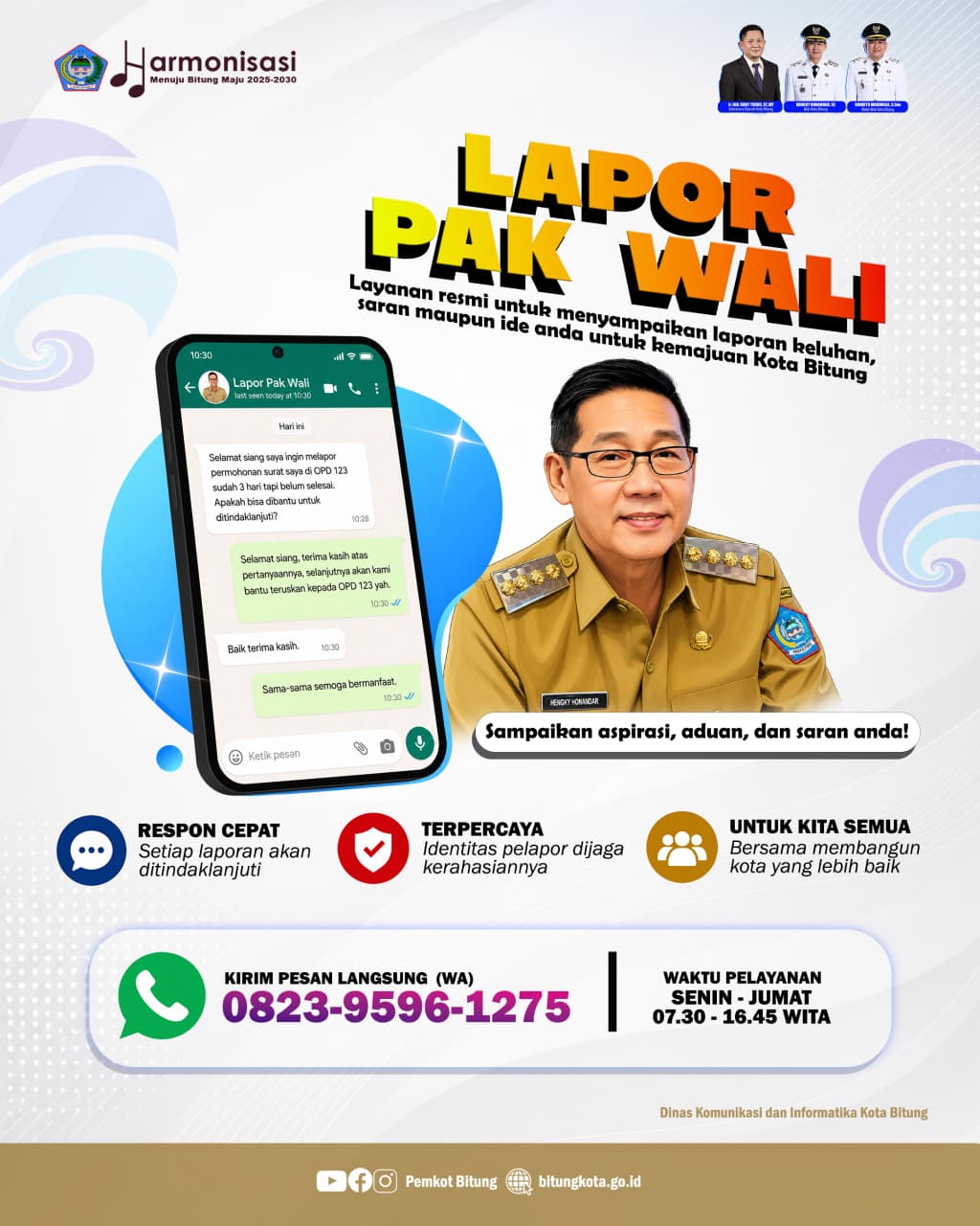 Layanan Lapor Pak Wali, Langkah Pemkot Bitung Pangkas Birokrasi dan Percepat Pelayanan Publik