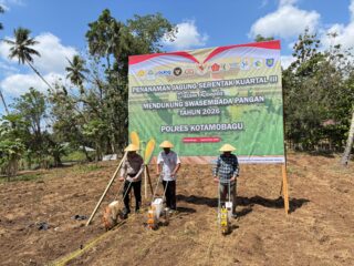 Polres Kotamobagu Tanam Jagung Serentak di Passi Barat, Dukung Swasembada Pangan 2026