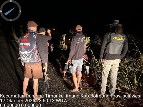 URC Resmob Patroli Malam di Dumoga Timur, Pastikan Wilayah Kondusif