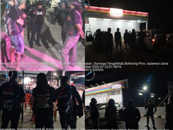 Antisipasi C3 dan Geng Motor, URC Resmob Polres Bolmong Patroli Malam di Dumoga Tengah